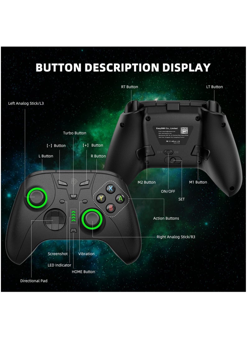 Wireless Switch Pro Controller for Nintendo Switch/Switch Lite/OLED - Features Programmable Buttons, Dual Vibration, Turbo Function, Green LED Light, Wake-Up Function, and Headphone Jack.