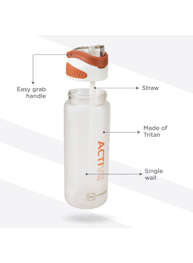 HYDROBREW Sip Switch Tritan Water Bottle 1000ml Leakproof, BPA Free, Straw & Spout Lid- Ivory Terracotta - Image 5