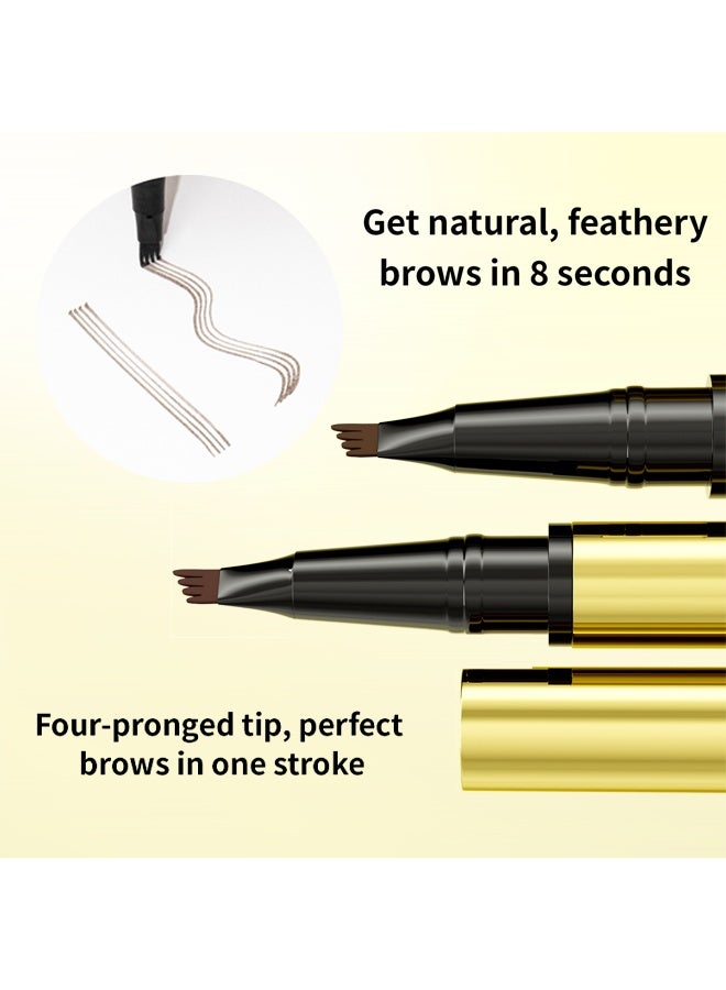 QIC 2 in 1 Brow Pen & Brow Gel- Defined Brows, Microblading Eyebrow Pencil and Clear Brow & Lash Mascara, Eye Brow Shaping and Defining kit for Natural Looking 05#BLACK - Image 2