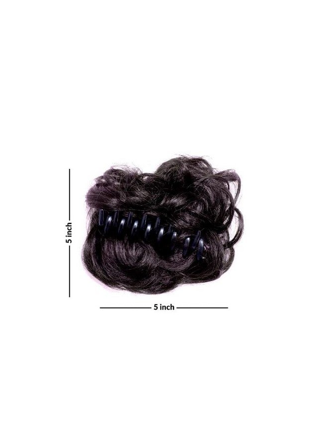 Chanderkash مجموعة CHANDERKASH من 2 قطع من إكسسوارات الشعر الاصطناعي وباروكات جودا الاصطناعية للنساء والفتيات؛ 35 جرام؛ أسود طبيعي | شكل جودا بوف | مشبك جودا فوضوي - Image 2