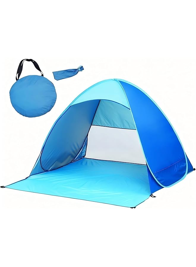Generic 2 3 Person Family Tent Waterproof Dome Tent for Camping Beach Picnic Pop Up Bath Changing Room Dressing Room Sun Shelter Blue 