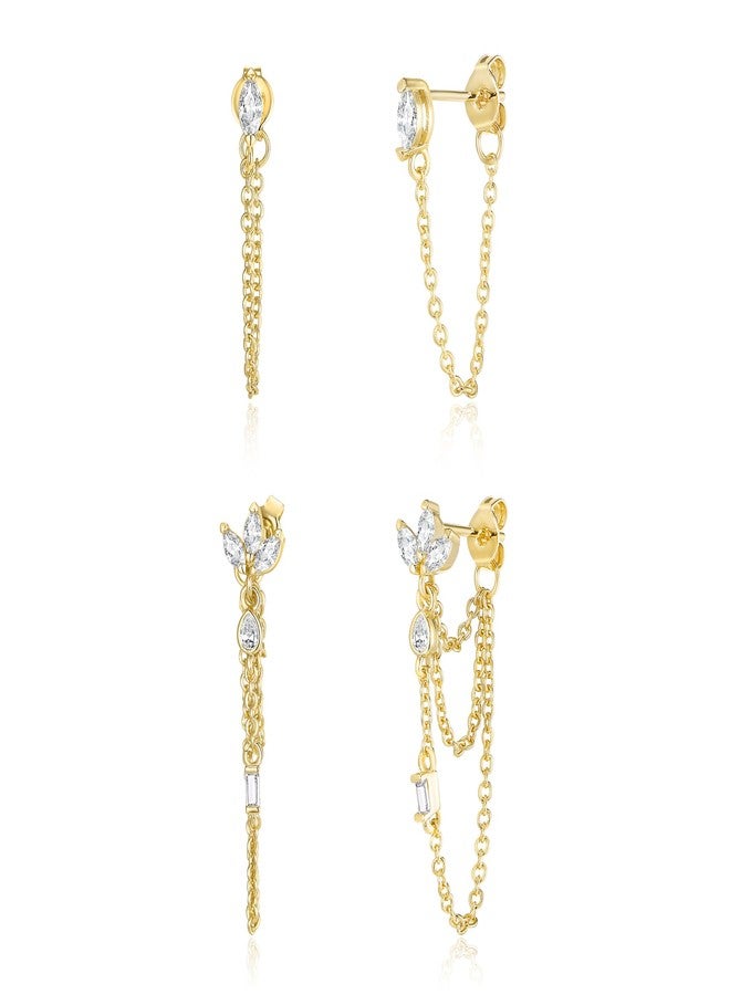 FANZE Chain Earrings Sets for women Gold Plated Cubic Zircon Stud Earring Set Hypoallergenic Dainty Jewelry Gift - Image 1