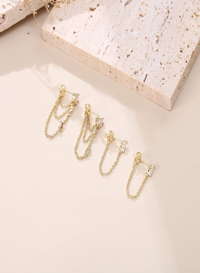 FANZE Chain Earrings Sets for women Gold Plated Cubic Zircon Stud Earring Set Hypoallergenic Dainty Jewelry Gift - Image 5