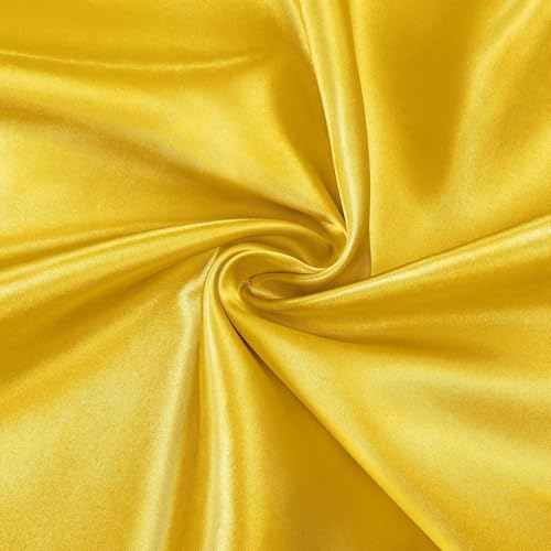Filloxy Plain Silky Shine Satin Fabric Material for Fashion Design Stitching Multiple Use Includes Dress, Pillow Cover, Designer Cloths, Home Decor Material - 44" Hight (Yellow, 5 Meter) - Image 1
