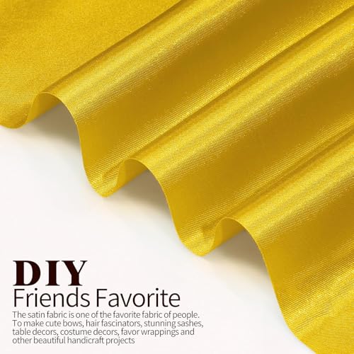 Filloxy Plain Silky Shine Satin Fabric Material for Fashion Design Stitching Multiple Use Includes Dress, Pillow Cover, Designer Cloths, Home Decor Material - 44" Hight (Yellow, 5 Meter) - Image 3