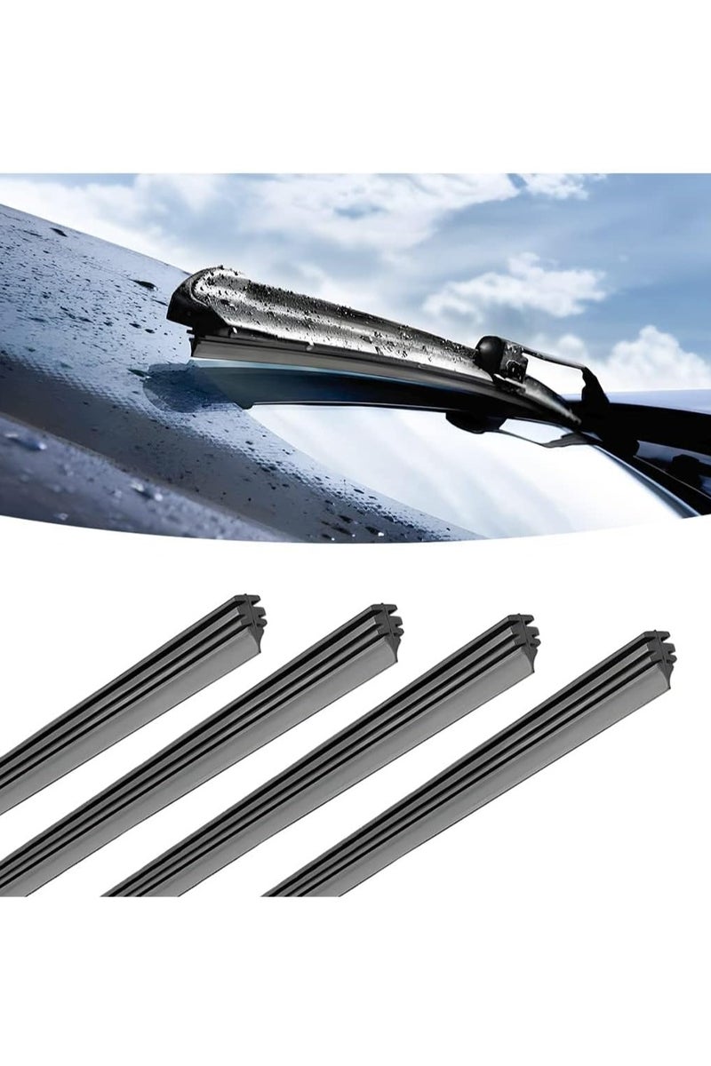 4 Pieces 80cm X Spring Car Wiper Blade Replacement Strips, Universal Rubber Replacement Pack, Adjustable Length, Premium Windshield Wiper Blades for Cars, Trucks and Suvs - Image 1