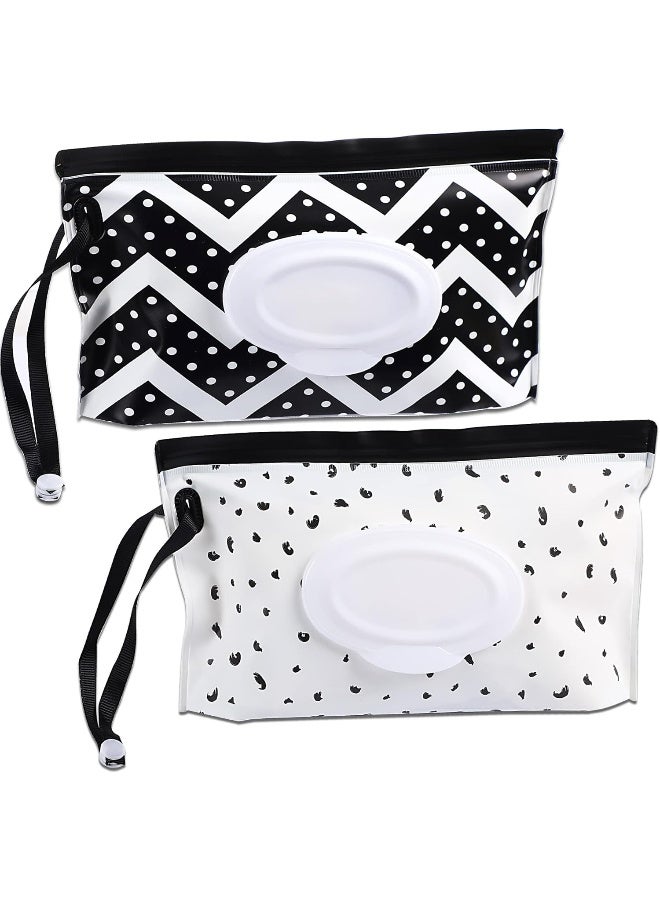 FEBSNOW 2 Pack Baby Wipe Dispenser, Portable Refillable Wipe Holder, Baby Wipes Container, Wipe Dispenser, Reusable Travel Wet Wipe Pouch - Image 1