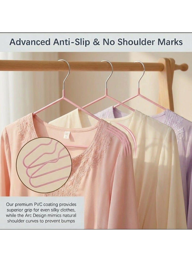 ZAYVA 50-Piece Non-Slip Hanger Set, Heavy Duty & Space Saving for Clothes - Pink - Image 3