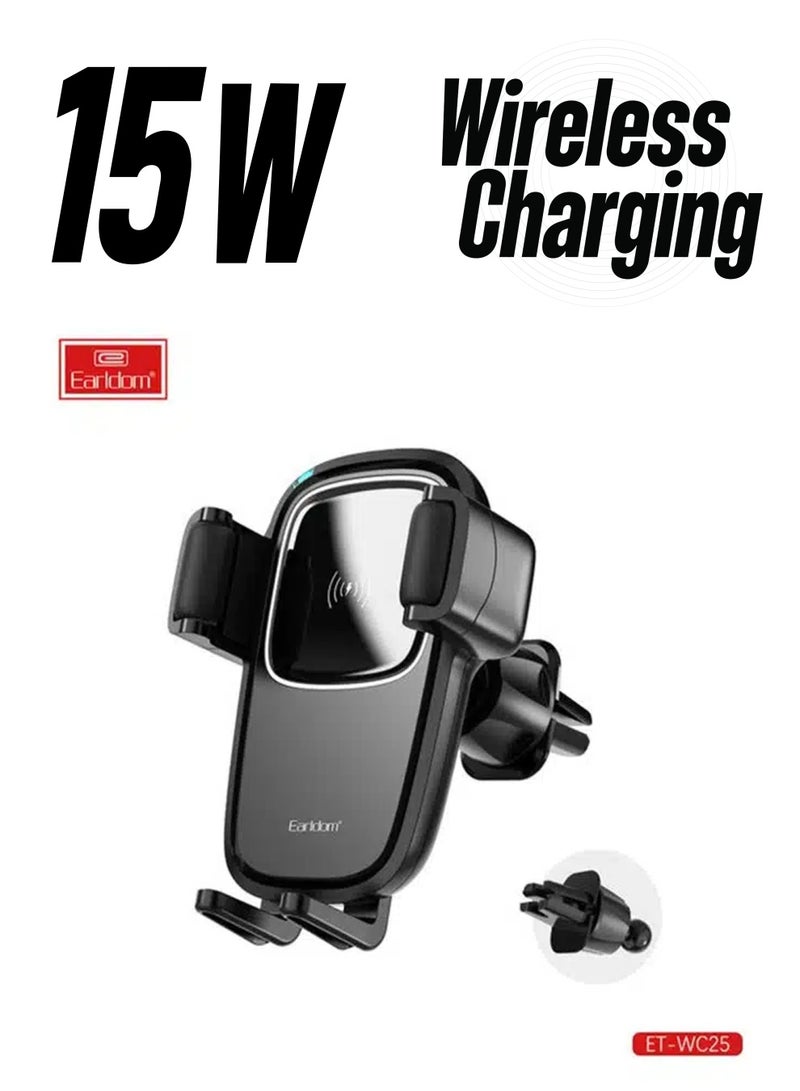 Earldom WC 25 Wireless Car Charging Holder Black - Image 1