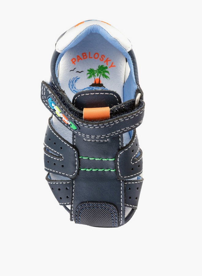 Pablosky Boys' Logo Embroidered Sandals with Hook and Loop Closure  - Image 4
