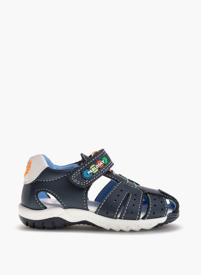 Pablosky Boys' Logo Embroidered Sandals with Hook and Loop Closure  - Image 2