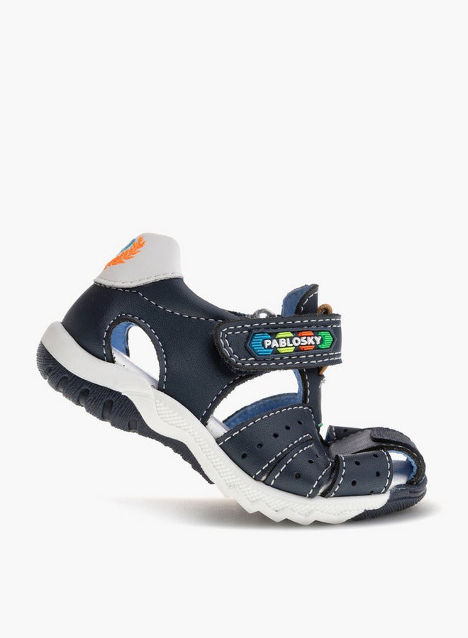 Pablosky Boys' Logo Embroidered Sandals with Hook and Loop Closure  - Image 5