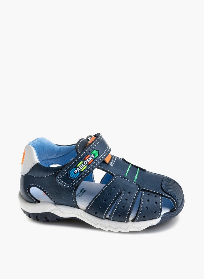 Pablosky Boys' Logo Embroidered Sandals with Hook and Loop Closure  - Image 1