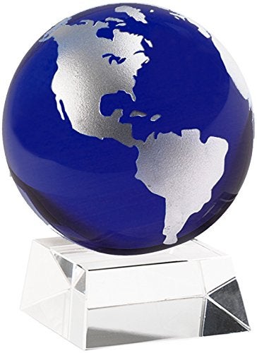 Amlong Crystal Amlong Crystal 3 Inch Blue Globe with 2 Inch Crystal Stand and Gift Box  - Image 1