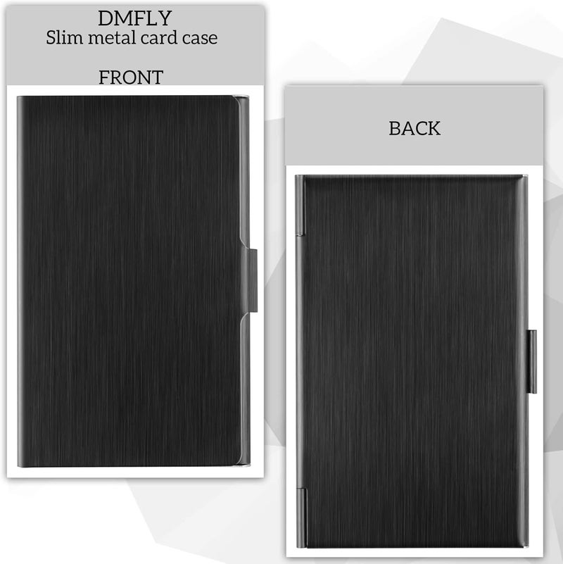 DMFLY Business Card Holder, Slim Business Card Case for Men and Women, Stainless Steel Metal Pocket Card Case with Buckle Closure, Black - Image 4