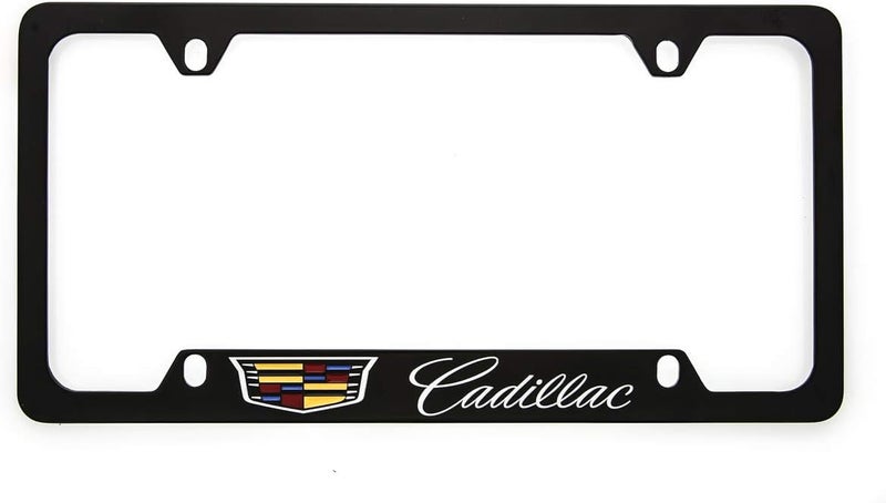 Cadillac Zinc License Plate Frame with Glossy Black Finish (4 Hole) - Image 1