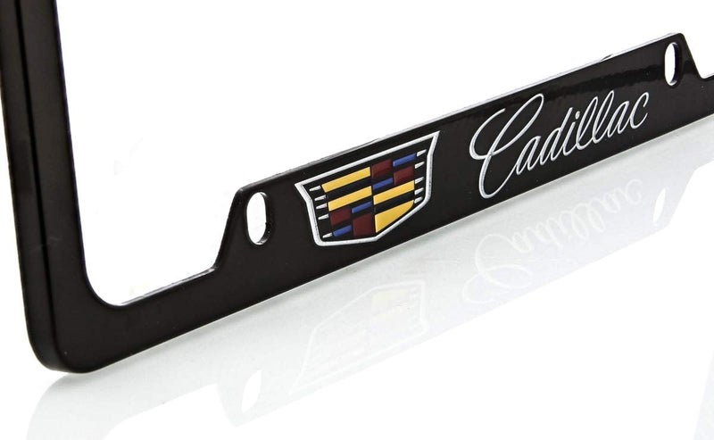 Cadillac Zinc License Plate Frame with Glossy Black Finish (4 Hole) - Image 5