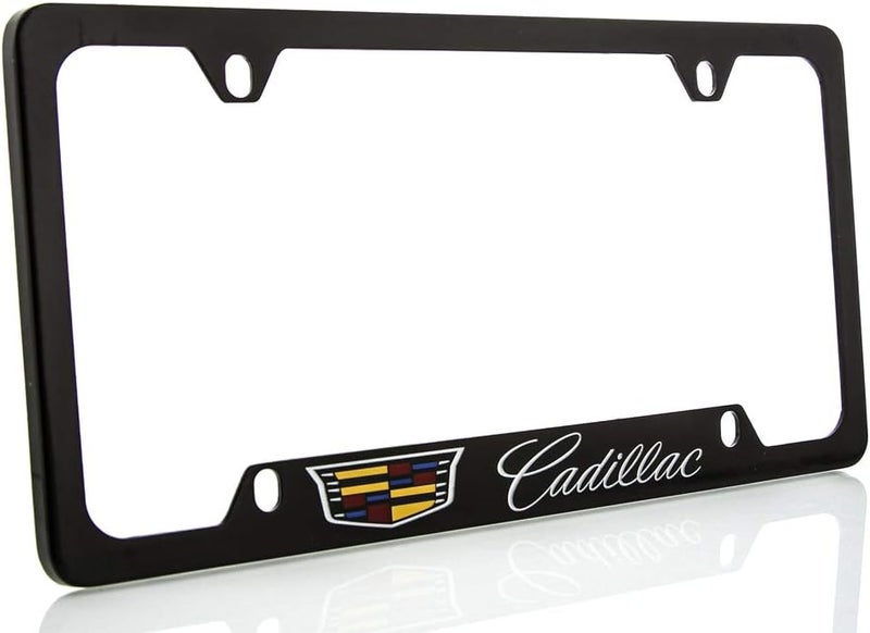 Cadillac Zinc License Plate Frame with Glossy Black Finish (4 Hole) - Image 4