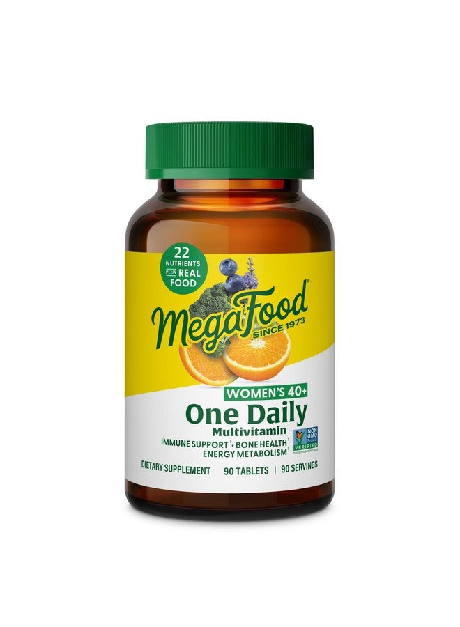 MegaFood Women's 40+ One Daily Multivitamin for Women - with Vitamin B12, B6, C, D, Zinc & Iron - Plus Real Food - Immune Support - Bone Health - Non-GMO - Vegetarian - 90 Tabs - Image 1