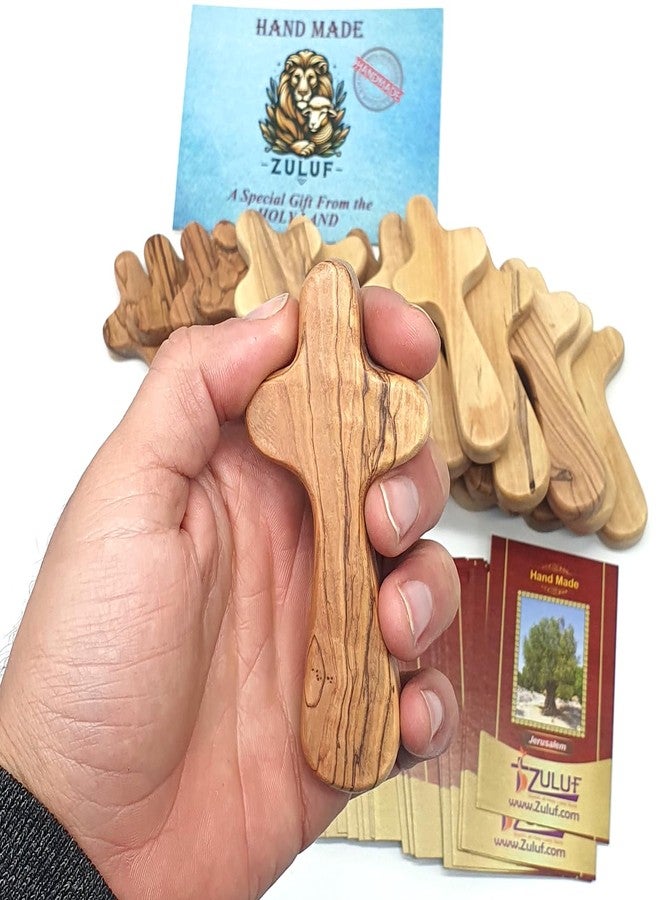Zuluf Set of 25 Wooden Crosses 3.7" (9.5cm) Jerusalem Cross Fit Gifts - Palm Pocket Baptism Crosses Bulk - Cross in My Pocket CRS109Z - Image 2