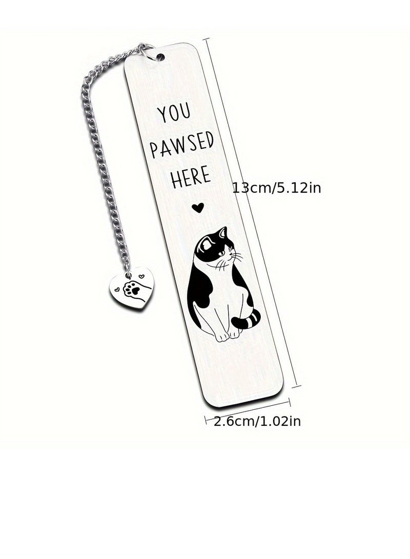 Cute Cat Bookmark for Women Men, Book Lover Gifts, Funny Stainless Steel You Pawsed Here Kitten Book Mark Gifts for Cat Lover, Reading Supplies Books Accessories - Image 4