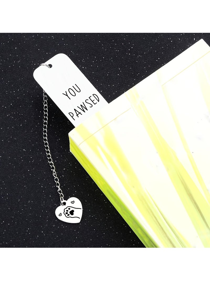 Cute Cat Bookmark for Women Men, Book Lover Gifts, Funny Stainless Steel You Pawsed Here Kitten Book Mark Gifts for Cat Lover, Reading Supplies Books Accessories - Image 5
