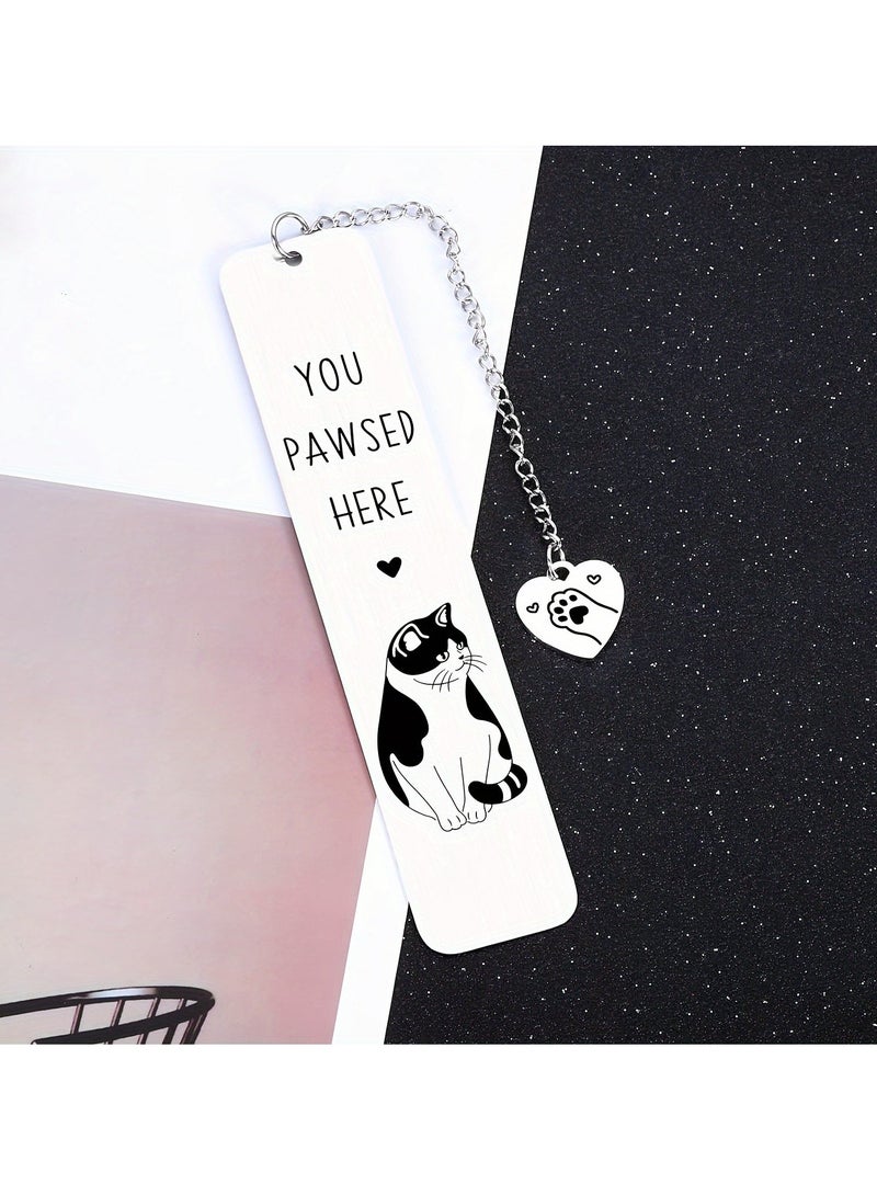 Cute Cat Bookmark for Women Men, Book Lover Gifts, Funny Stainless Steel You Pawsed Here Kitten Book Mark Gifts for Cat Lover, Reading Supplies Books Accessories - Image 3