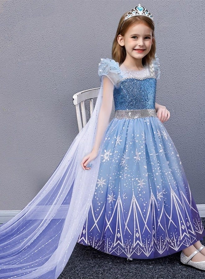 MIXDE Princess Dress Set with 8 PCS Accessaries, Princess Costume with Removable Cape, Elegant Princess Dress Up Costume for Girls, Great for Fancy Dress Parties, Birthdays, Prom Outfits and Cosplay Activity(110CM) - Image 2