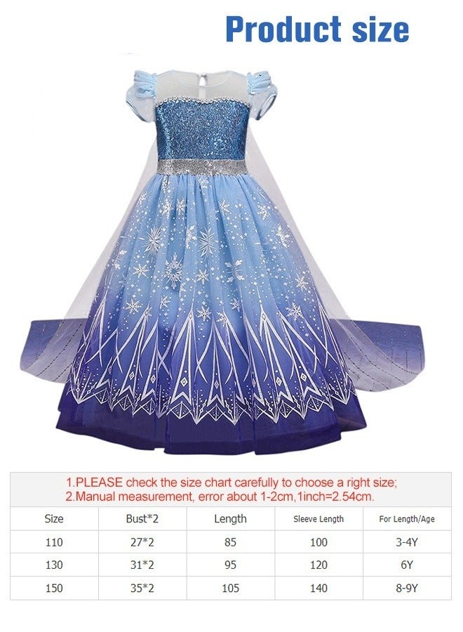 MIXDE Princess Dress Set with 8 PCS Accessaries, Princess Costume with Removable Cape, Elegant Princess Dress Up Costume for Girls, Great for Fancy Dress Parties, Birthdays, Prom Outfits and Cosplay Activity(110CM) - Image 4
