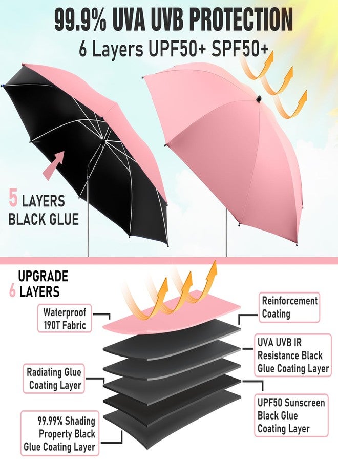 NBtoUS 2 PACK Chair Umbrella with Clamp, 360 ° Adjustable Umbrella for Chair, UPF50+ Umbrella for Beach Chair, Patio Chair, Wheelchair, Camping Chair, Golf Carts (pink, Chair Not Included) - Image 2