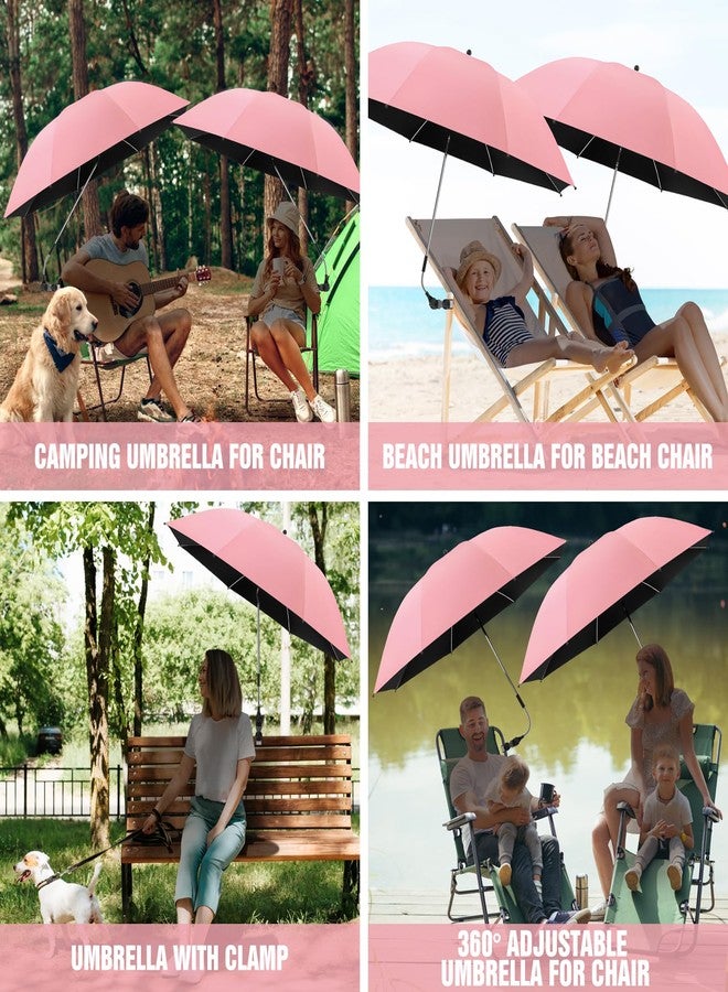 NBtoUS 2 PACK Chair Umbrella with Clamp, 360 ° Adjustable Umbrella for Chair, UPF50+ Umbrella for Beach Chair, Patio Chair, Wheelchair, Camping Chair, Golf Carts (pink, Chair Not Included) - Image 5