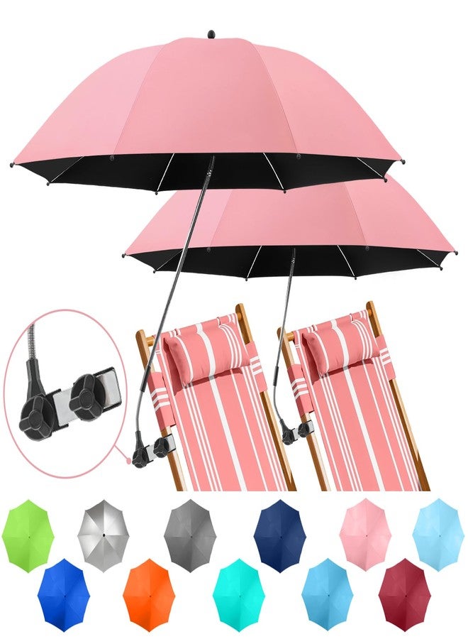 NBtoUS 2 PACK Chair Umbrella with Clamp, 360 ° Adjustable Umbrella for Chair, UPF50+ Umbrella for Beach Chair, Patio Chair, Wheelchair, Camping Chair, Golf Carts (pink, Chair Not Included) - Image 1