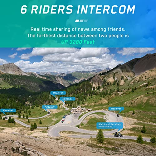 MAXTO Motorcycle Bluetooth Headset with Camera 1080P HD, M3 Upgraded 360°Adjustable Clip, 6 Riders 3280Ft Motorcycle Communication Systems Group Intercoms, WiFi Transit/FM funtion, IP65 Waterproof - Image 3