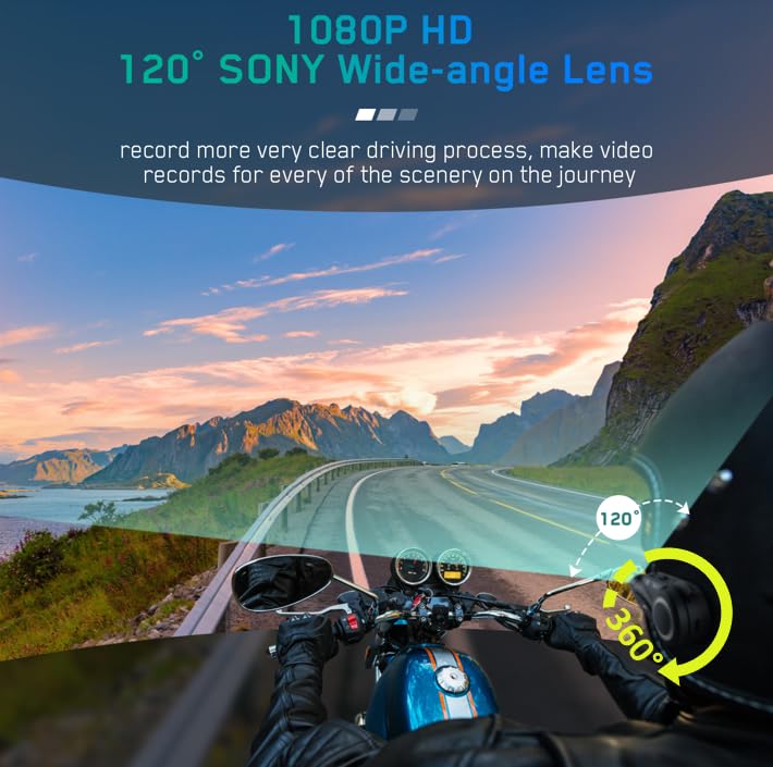 MAXTO Motorcycle Bluetooth Headset with Camera 1080P HD, M3 Upgraded 360°Adjustable Clip, 6 Riders 3280Ft Motorcycle Communication Systems Group Intercoms, WiFi Transit/FM funtion, IP65 Waterproof - Image 4