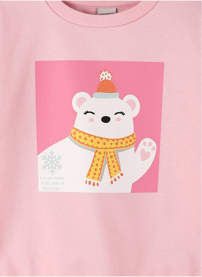 LC WAIKIKI Crew Neck Printed Long Sleeve Girl Sweatshirt  - Image 3