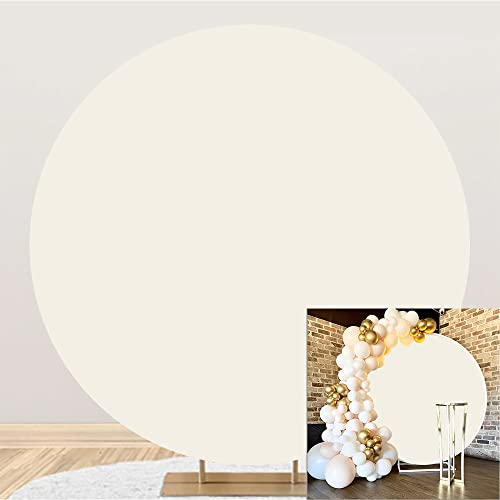 DORCEV Ivory Round Backdrop Cover 7.5x7.5ft Polyester Ivory Color Kids Newborn Baby Shower Birthday Party Decor Background for Photography Bridal Shower Wedding Engagement Party Video Studio Props - Image 2