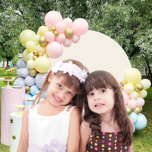 DORCEV Ivory Round Backdrop Cover 7.5x7.5ft Polyester Ivory Color Kids Newborn Baby Shower Birthday Party Decor Background for Photography Bridal Shower Wedding Engagement Party Video Studio Props - Image 5