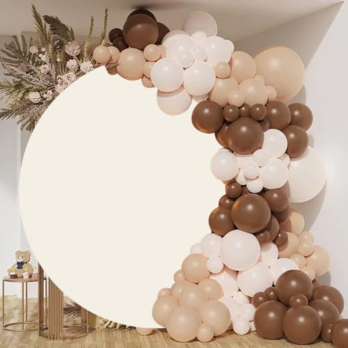 DORCEV Ivory Round Backdrop Cover 7.5x7.5ft Polyester Ivory Color Kids Newborn Baby Shower Birthday Party Decor Background for Photography Bridal Shower Wedding Engagement Party Video Studio Props - Image 4