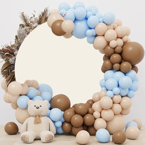 DORCEV Ivory Round Backdrop Cover 7.5x7.5ft Polyester Ivory Color Kids Newborn Baby Shower Birthday Party Decor Background for Photography Bridal Shower Wedding Engagement Party Video Studio Props - Image 3