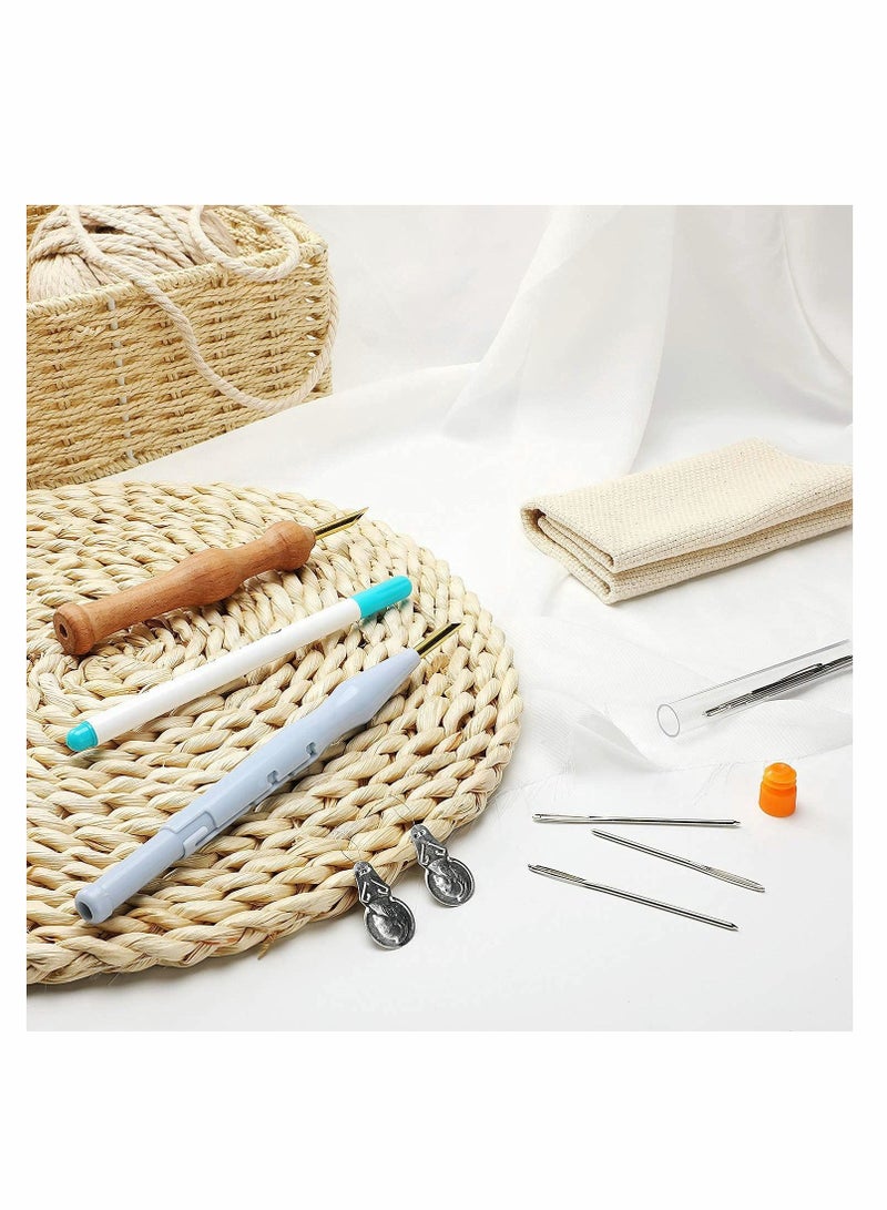 Excefore Punch Needle Embroidery Kits, Adjustable Rug Yarn Punch Needle, Wooden Handle Embroidery Pen, Needle Threader, Punch Needle Cloth for Embroidery Floss Cross Stitching Beginners - Image 2