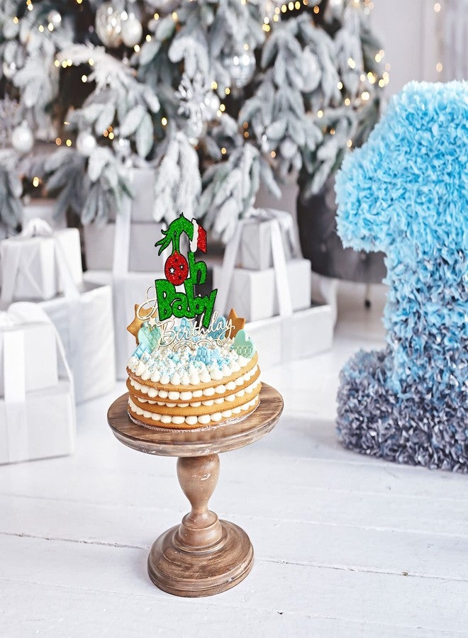 ايفلين قطعة واحدة من غطاء كعكة عيد الميلاد Greench Oh Baby اللامع لتزيين كعكة الاستحمام من Greench Christmas Theme لوازم حفلات أعياد الميلاد للأطفال - Image 5