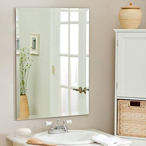 TINITALO Premium Glass Frameless Decorative Mirror for Wall Bathrooms Home 18 X 24 Inches Silver QG 9 - Image 1