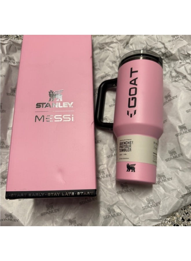 Stanley 40oz Tumbler with Straw Lid and Handle, 1180ml Stainless Steel Coffee Travel Insulated Cup Mug, Double Wall Vacuum Insulated Cup for Hot and Cold Drinks BPA Free - Rose Pink - Image 1