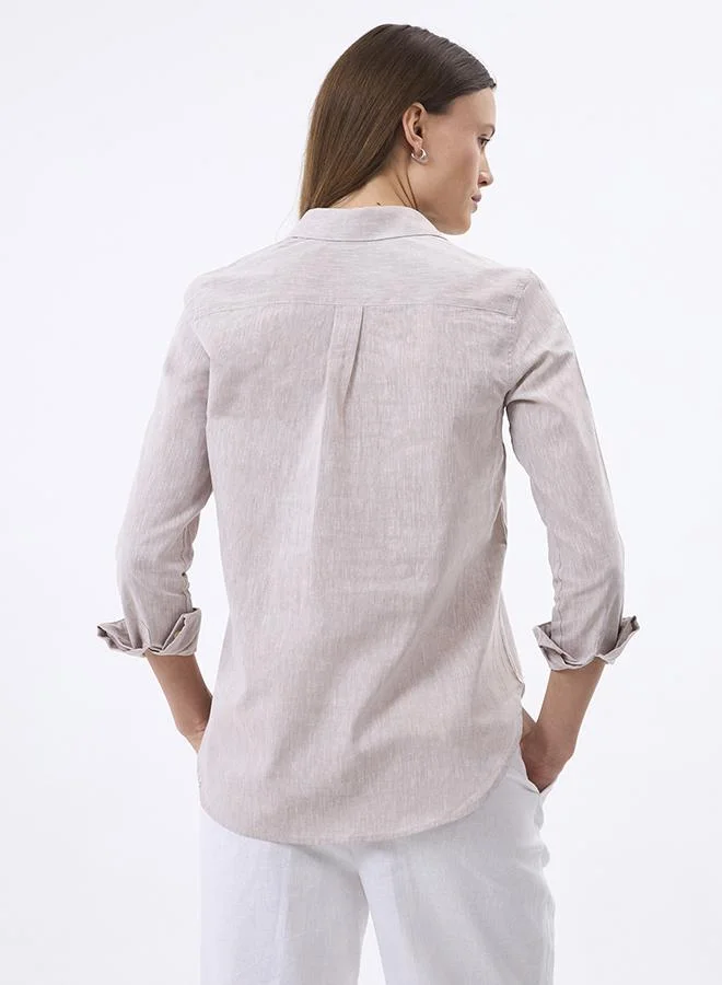 Felix Hardy Beige Linen Blended Shirt for Women for Women | Best Price UAE