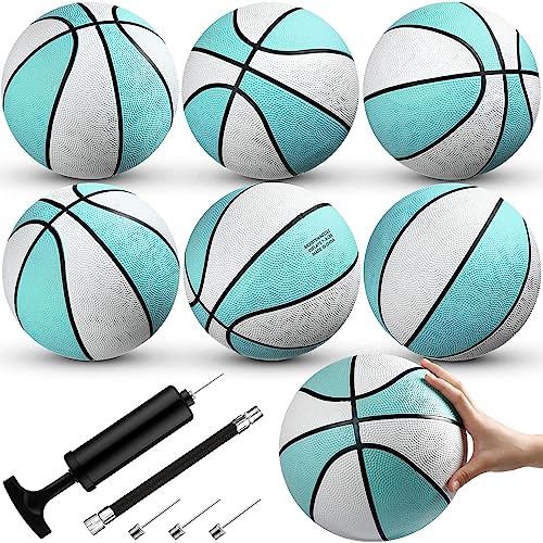 Honoson 6 Pack Water Pool Basketball Swimming Pool Rubber Waterproof Basketball for Summer Lake Party Favors Water Blue with Black Trim9 Inch - Image 1