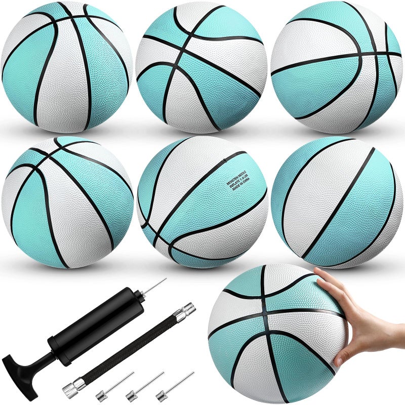 Honoson 6 Pack Water Pool Basketball Swimming Pool Rubber Waterproof Basketball for Summer Lake Party Favors Water Blue with Black Trim9 Inch - Image 3