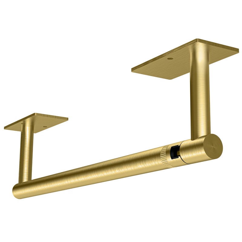 RUACQ Paper Towel Holder Under Cabinet, Wall Mounted or Adhesive Stainless Steel Paper Towel Holder,Square Base Paper Towel Rack for Kitchen, RV, Bathroom (Brushed Gold) - Image 1