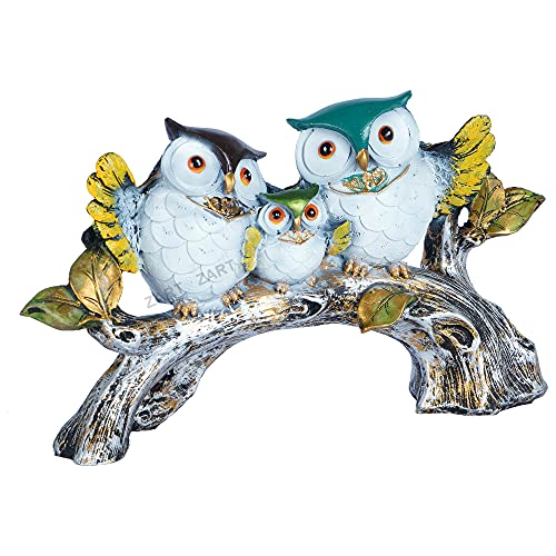 zart Handicrafted Decorative Owl Family Sitting On Tree Showpiece For Home Decor/Office/Shelf Table/Desktop/Living Room Decor 5" Inch Size, Multi Colour, Pack of 1 - Image 4