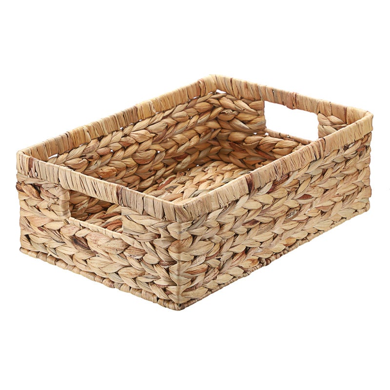 GUSHBIN Woven Open Storage Bins Large Wicker Shelf Basket with Builtin Handles Natural Water Hyacinth Storage Baskets for Toiletries Books Fruits Organizing15 x 102 x 5 inches - Image 2