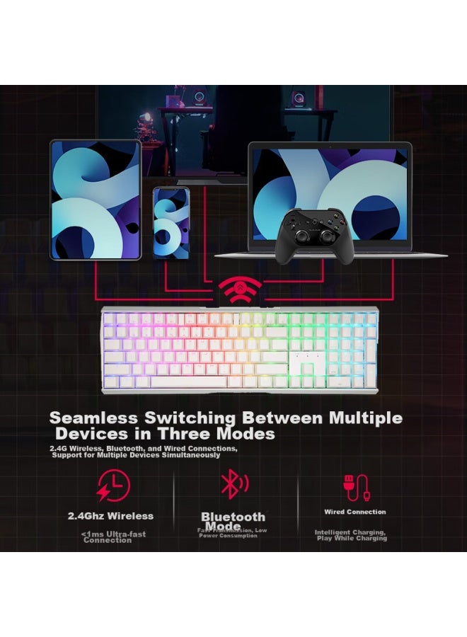 Cherry Mx3.0s Wireless Keyboard, Mechanical Keyboard, Gaming Keyboard, Office Computer Keyboard, Bluetooth Tri-mode, Rgb Lighting Effects, Compatible With Win/mac, White With Blue Switches - Image 5